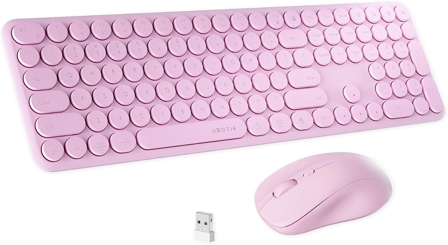 Xubotie Wireless Computer Keyboard and Mouse, Rainbow Colorful 100 round Keycaps