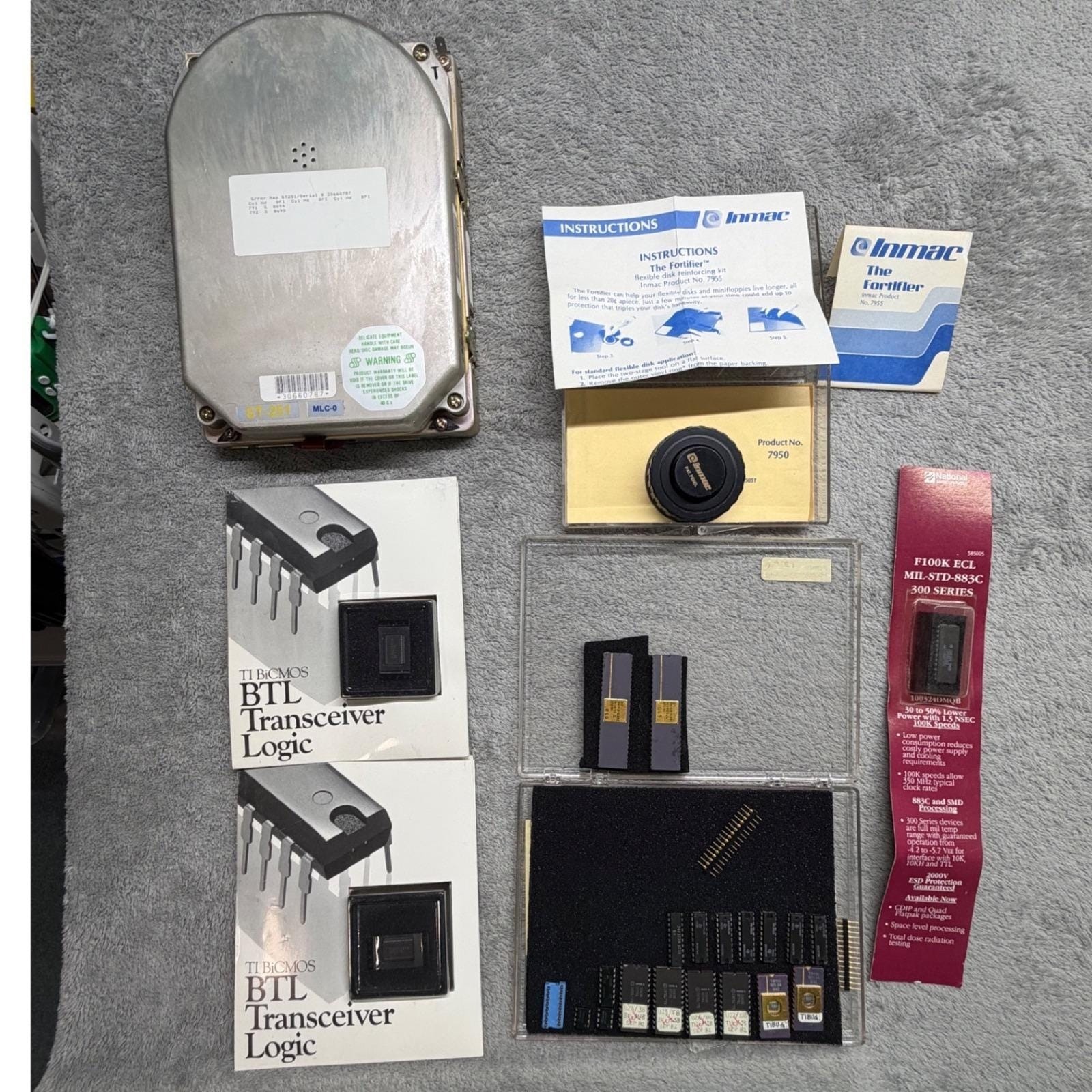 Vintage Seagate ST-251 Hard Drive Intel TI National Semiconductor IC Chip Lot