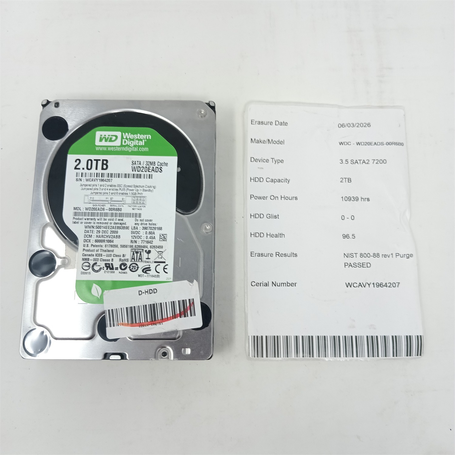 Western Digital WD Green WD20EADS 2TB 3.5" SATA Internal Hard Drive - Tested