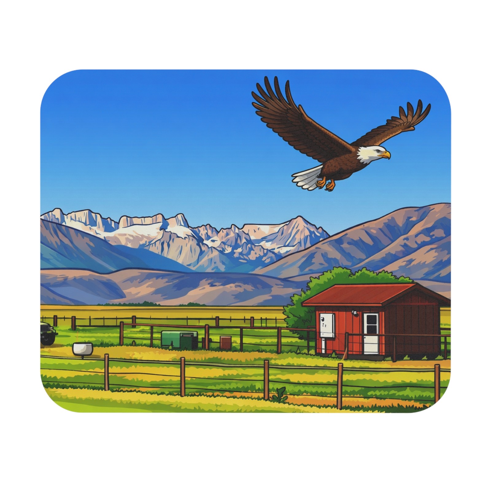 Bald Eagle Over Mountain Ranch Mouse Pad 
