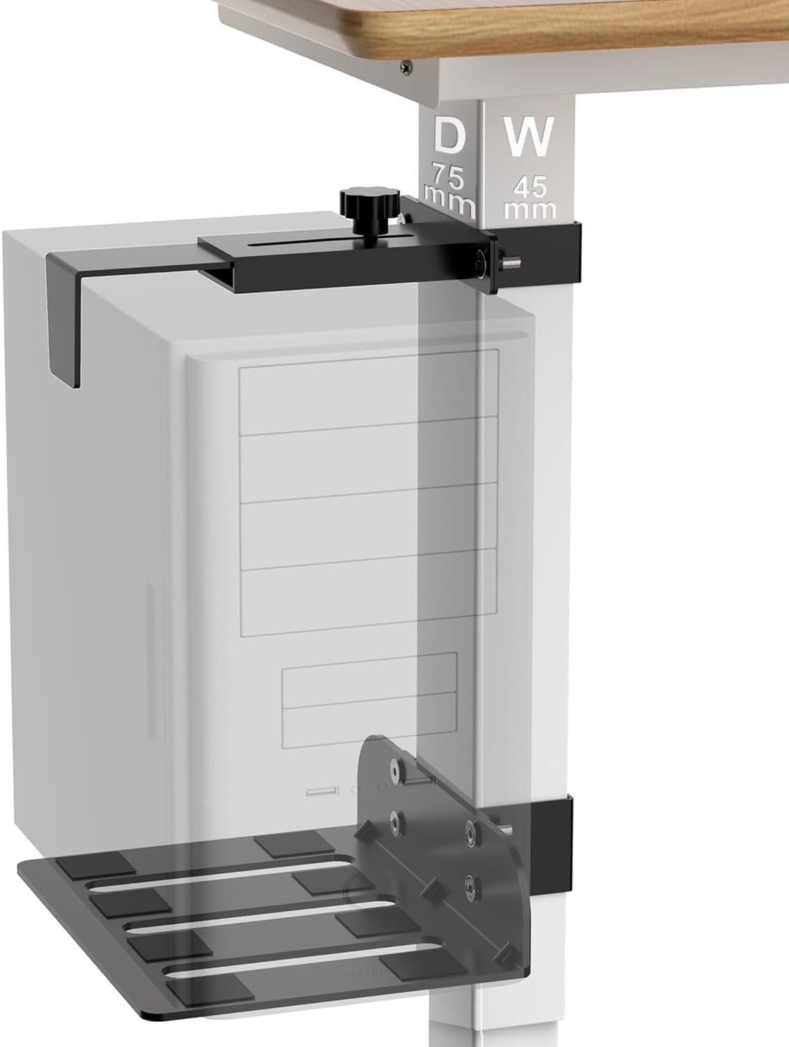 CoJewe Under Desk PC Mount Adjustable White Heavy Duty 40lb Capacity 75mm
