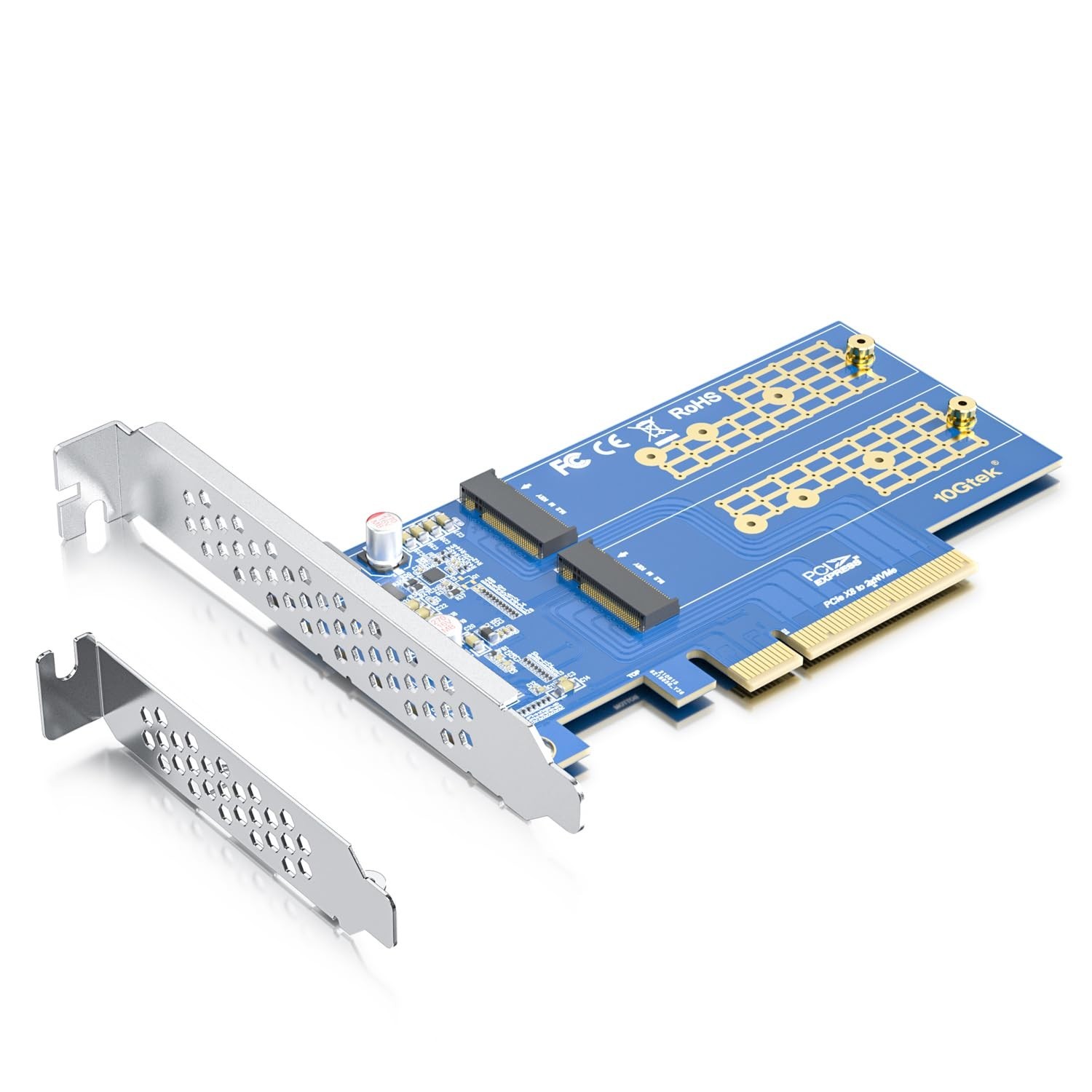 Dual M.2 NVMe SSD Adapter Card PCIe 3.0 x8 - Supports 2 NVMe Drives, High-Speed