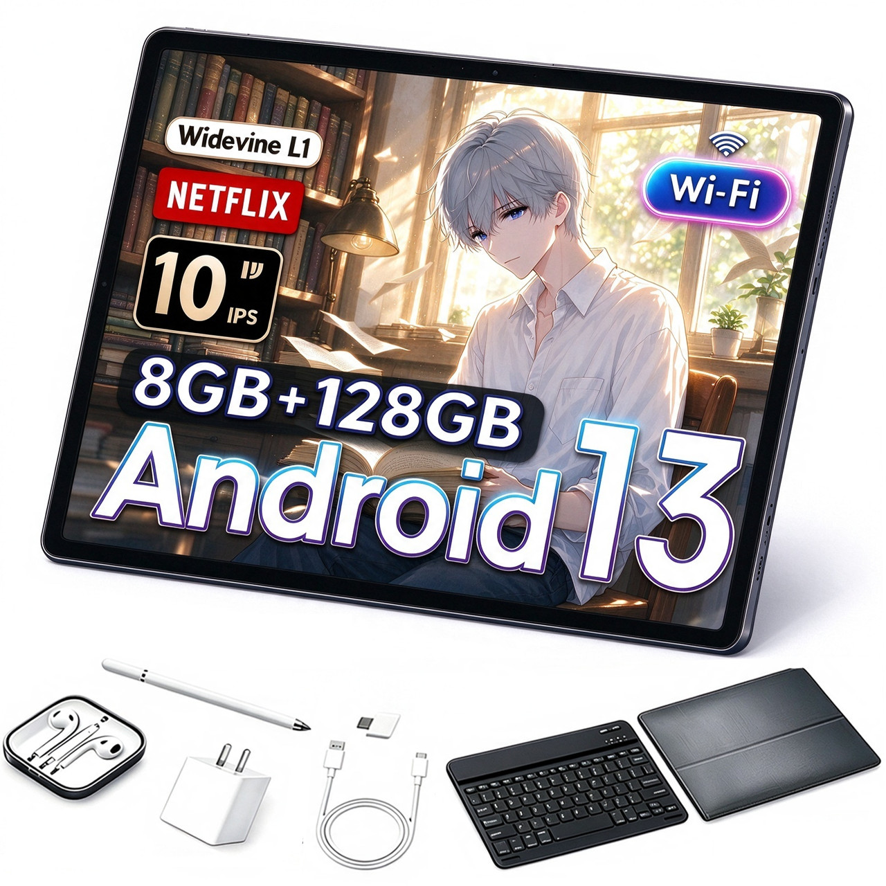 10-Core Android 13 Tablet PC 8GB+128GB 1920x1200 IPS HD Bluetooth 5G WIFI Gifts