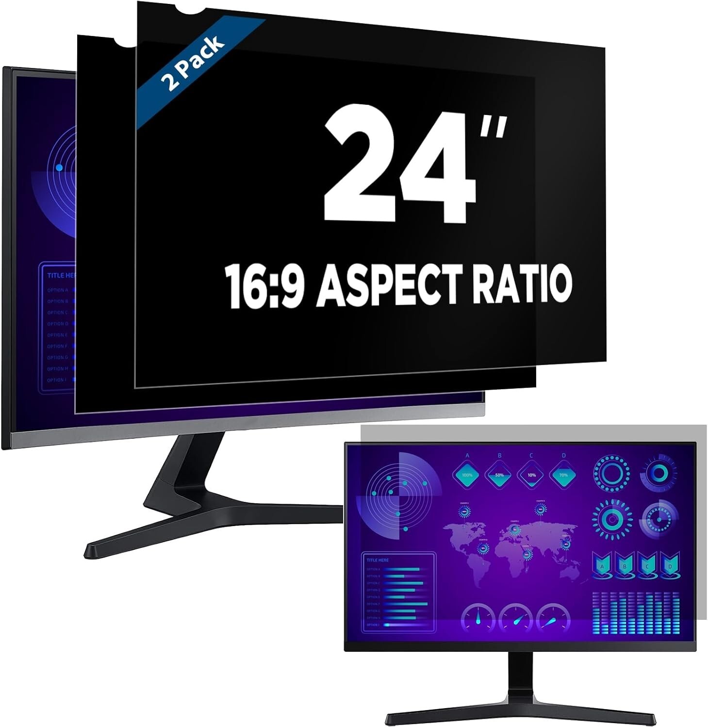 Magicmoon 24 Inch Privacy Screen 16:9 Anti Glare Filter for Monitor (2 Pack)