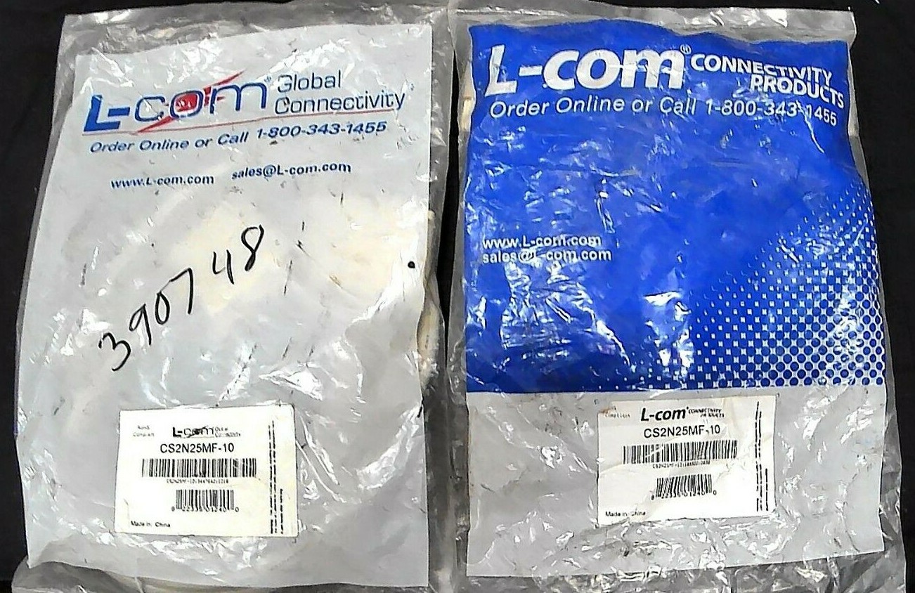 L-COM CS2N25MF-10 DB25M/F DOUBLE SHIELD 10FT LENGTH *FREE SHIPPING*