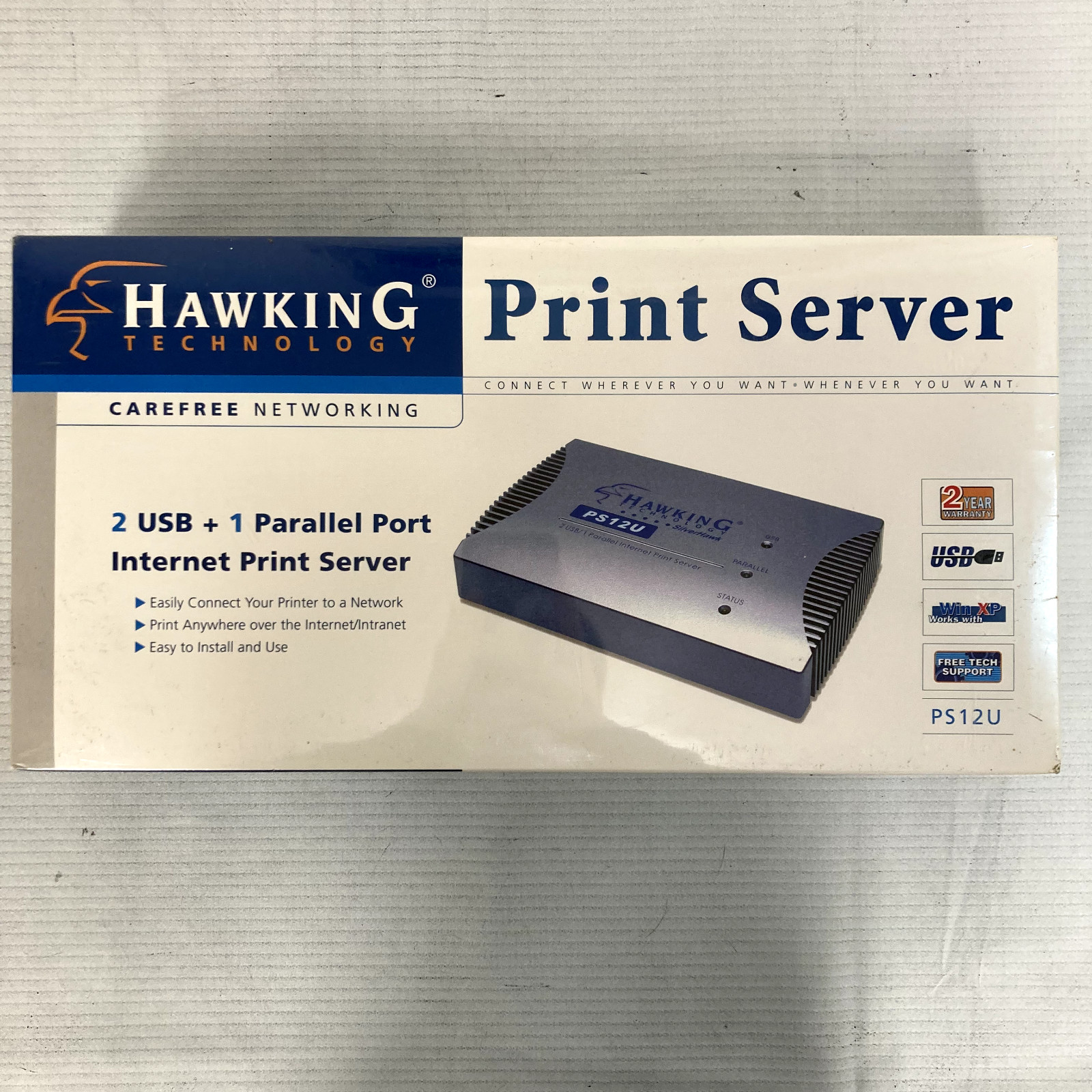 Hawking Technology PS12U Internet Print Server 3-Port, 2x USB, 1x Parallel NIB