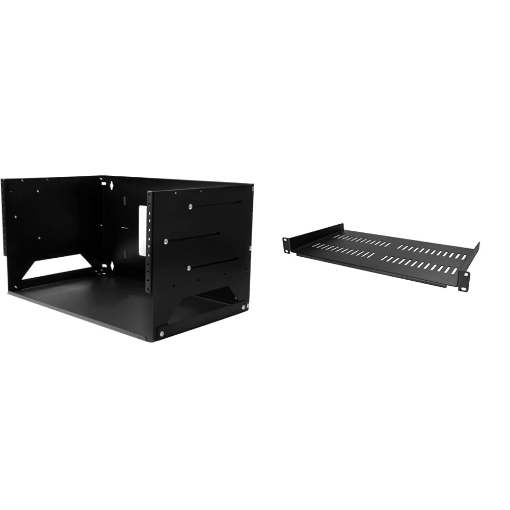 StarTech.com 4U Open Frame Wall Mount Network Rack w/Built in Shelf 4U, Black