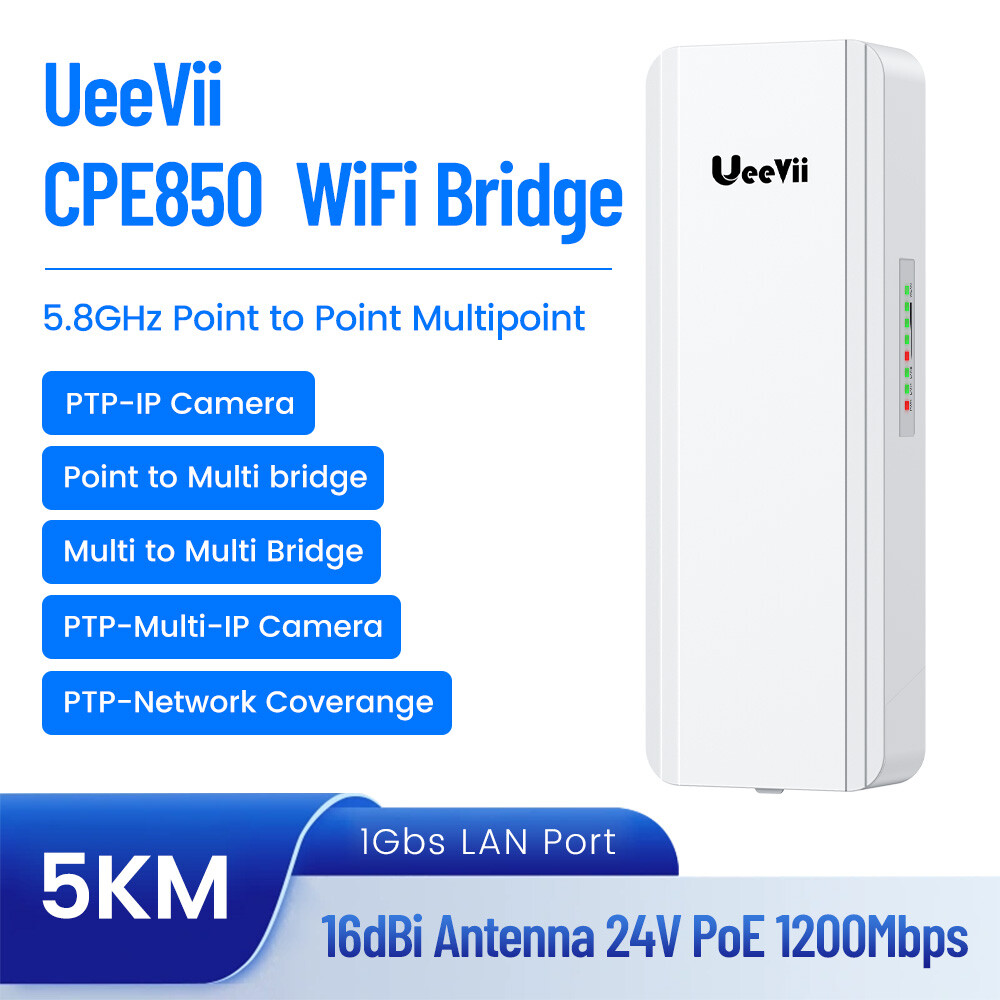 5KM Point-to-Point Wireless Bridge UeeVii 1200Mbps Starlink Network Extension