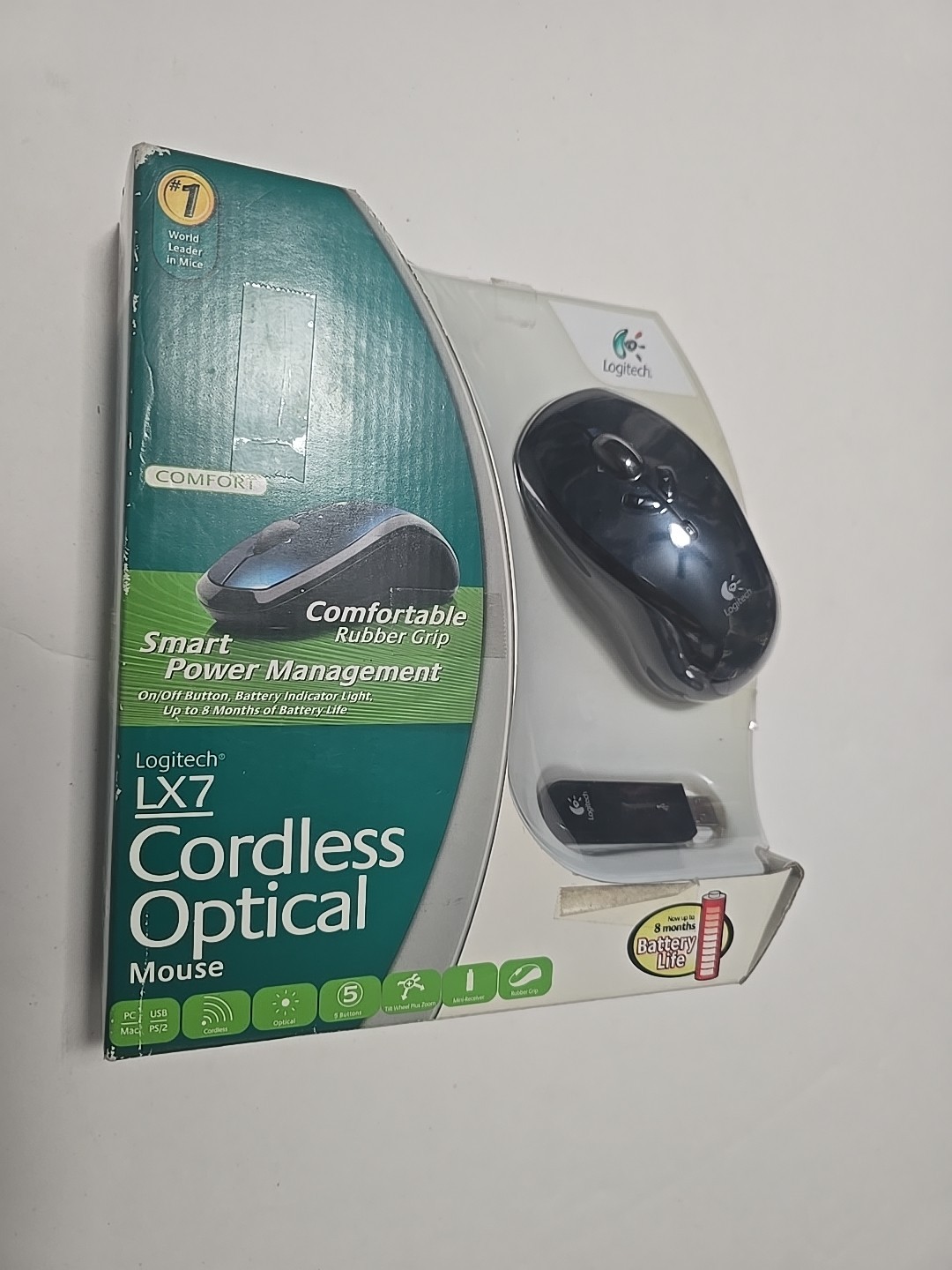 Logitech LX7 Cordless Wireless 5 Button Optical Mouse New Sealed in the Box #E2