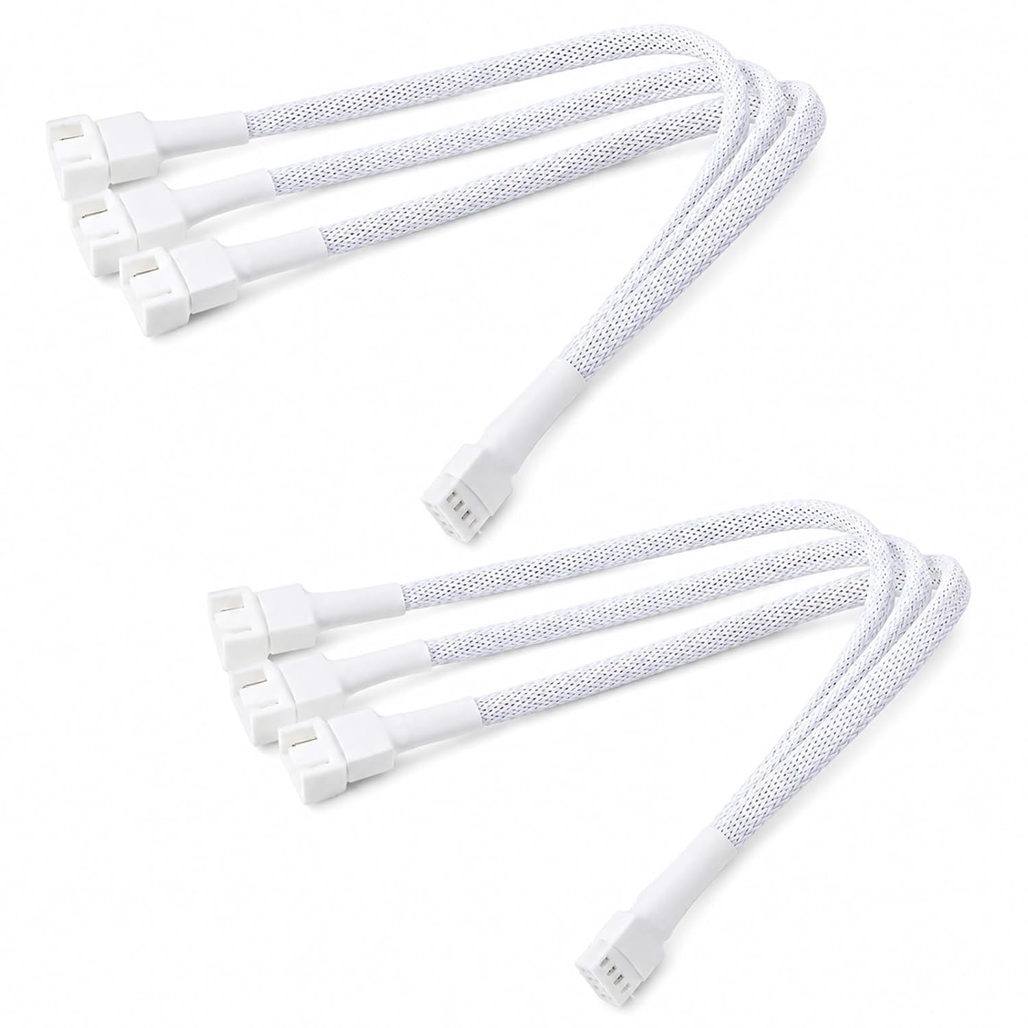 2 Pack 4 Pin PWM Fan Splitter Cable, White
