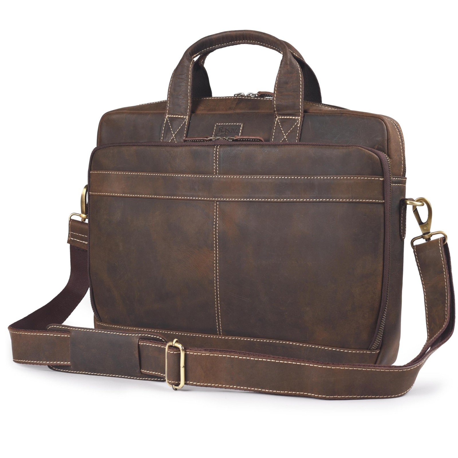 Genuine Leather Messenger Bag for Men– 18 Inch Handcrafted Vintage Laptop Bri...