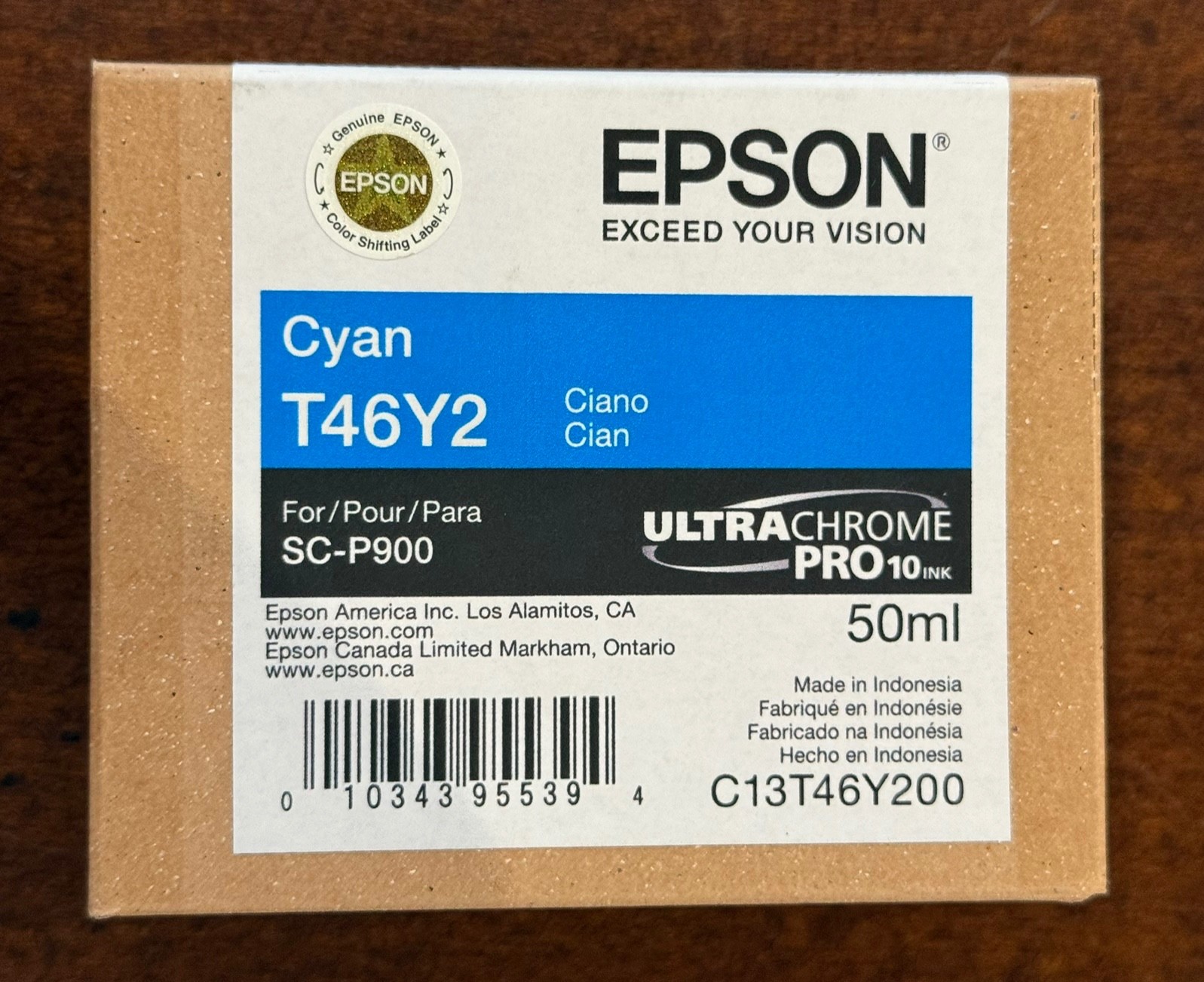 Epson T46Y2 Cyan Pro10 50ml UltraChrome Ink SC-P900 NEW C13T46Y200 Exp 12/2026
