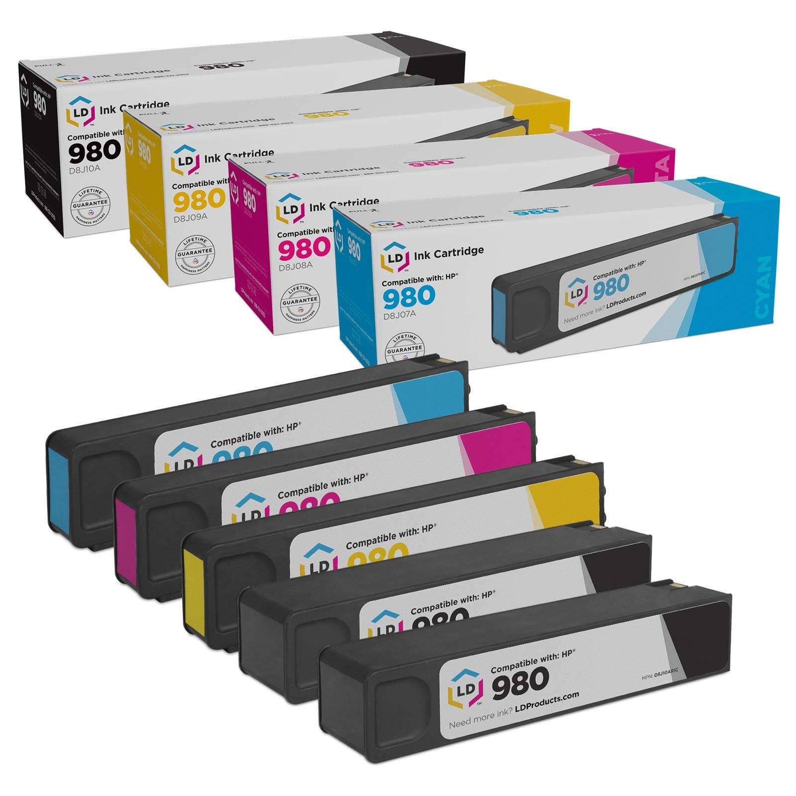 Replacement Ink Replacement for HP 980 (2 Blk, 1 C, 1 M, 1 Y, 5-Pk)