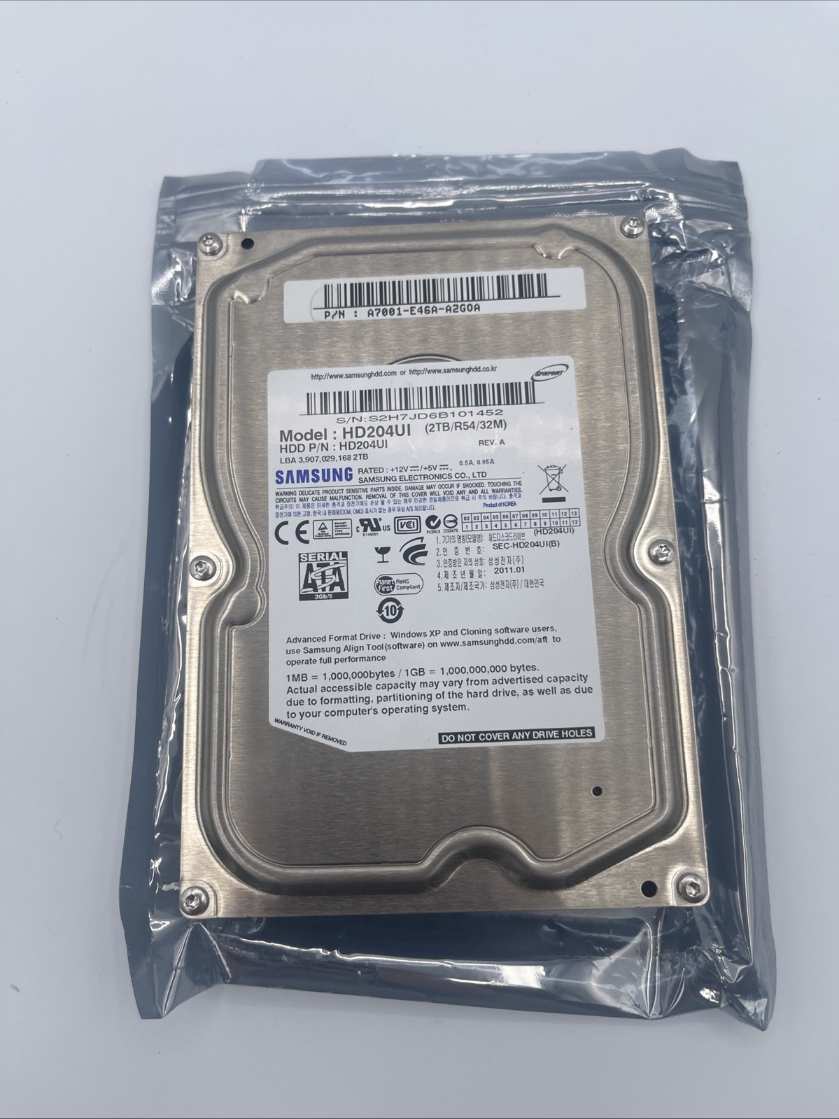 FESTPLATTE SAMSUNG SpinPoint F4EG HD204UI 2TB 5.4K 32MB SATA II 3.5''
