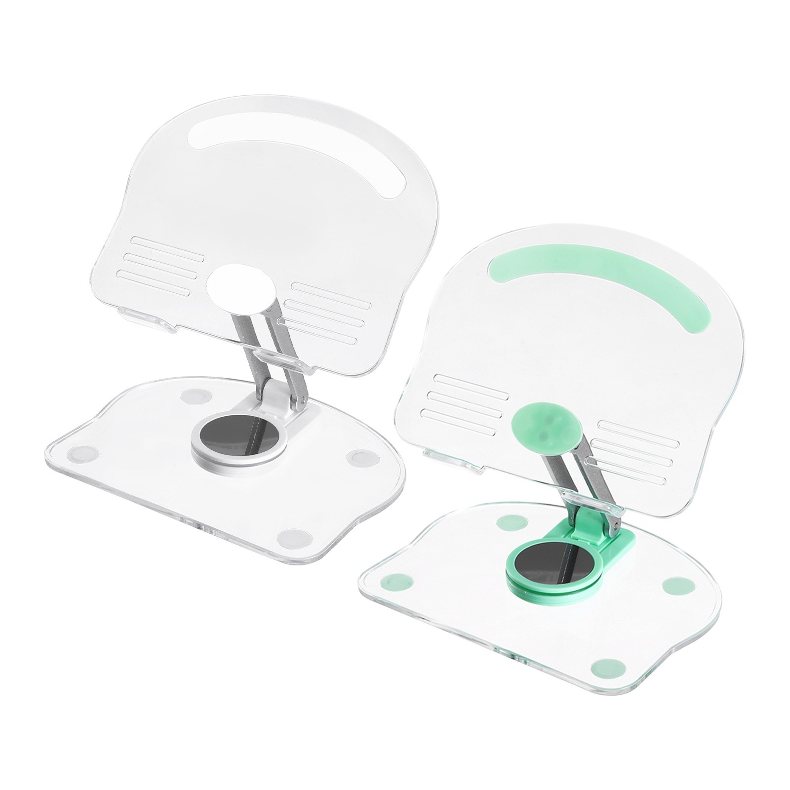 2 PCS Acrylic Tablet Stand,Acrylic Tablet Holder Adjustable Foldable,Green White
