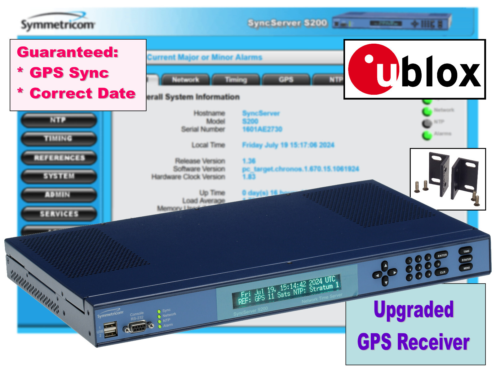 NEW Symmetricom Syncserver UPGRADED GPS S200 NTP Network Time Server *DC POWER*