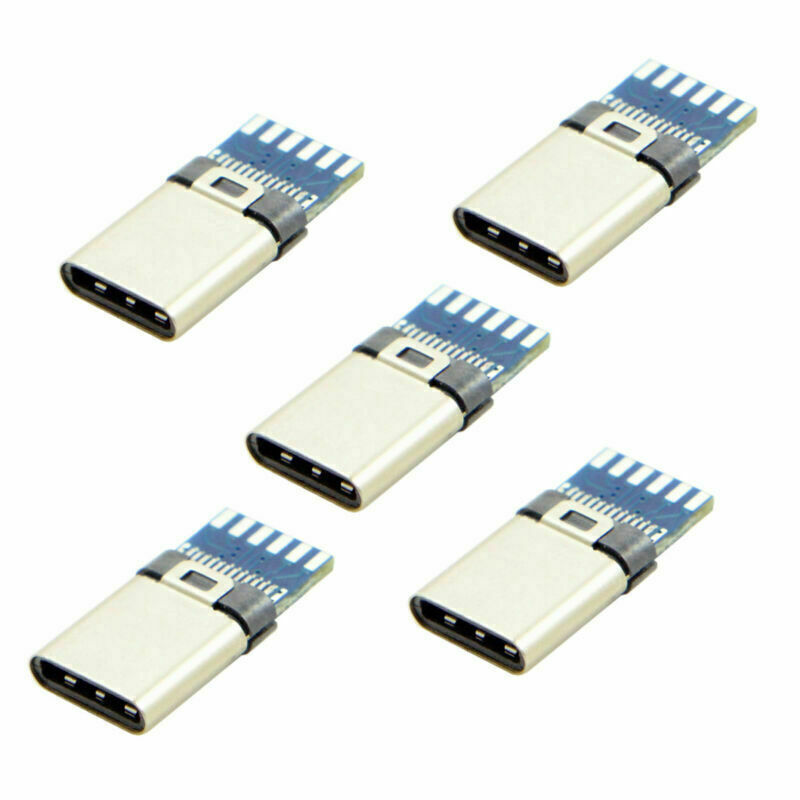 Cablecc 5set DIY 24pin USB-C 3.1 Male Plug Connector SMT Type with 3.5mm Housing