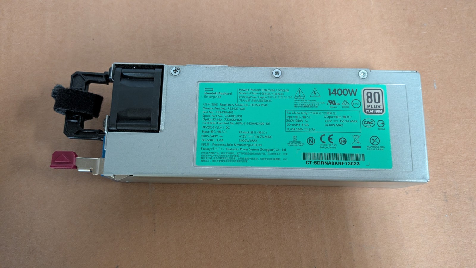 HP  1400W Hot Plug Slot Power Supply Module HSTNS-PF43 733428-001