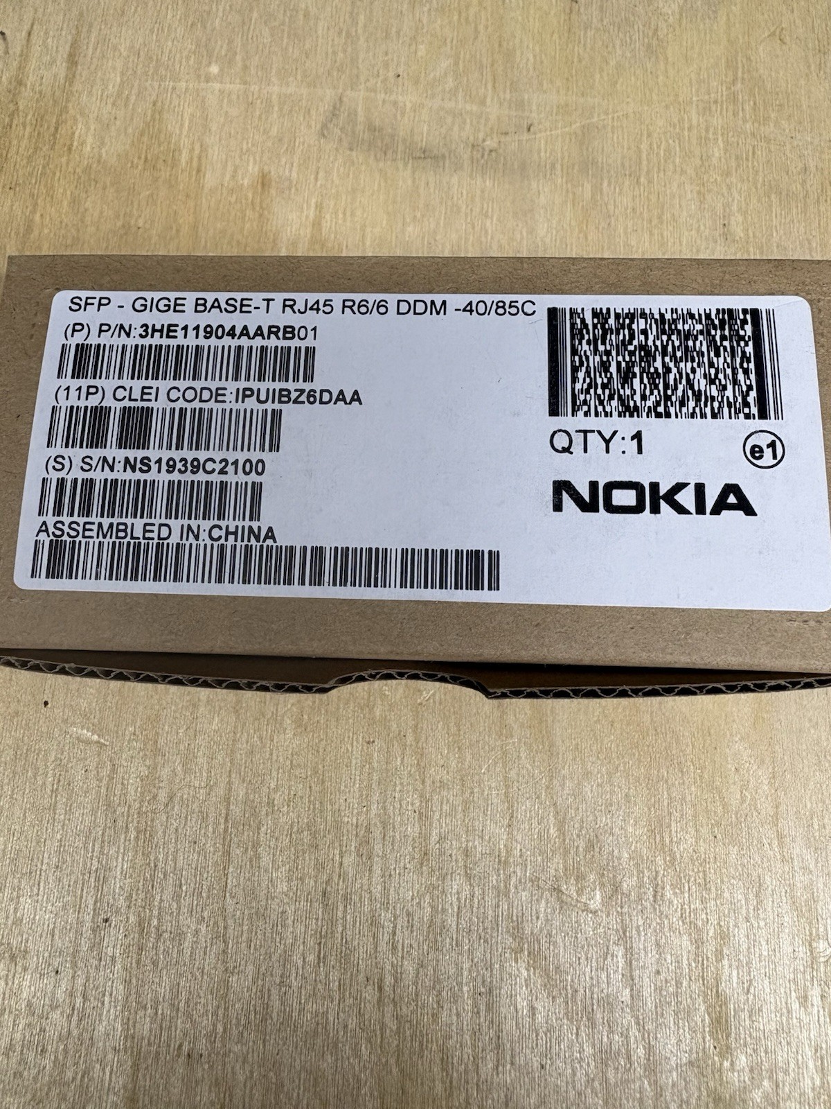 Nokia  3HE11904AARB 01 SFP 1200M RJ45  100M CLEI:IPUIBZ6DAA  MR:04