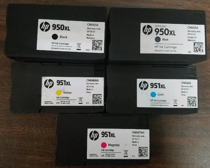 Set 5 New Genuine HP 950XL BK 951XL CYN MAG YEL Inkjets 2020-2026 -- UNUSED