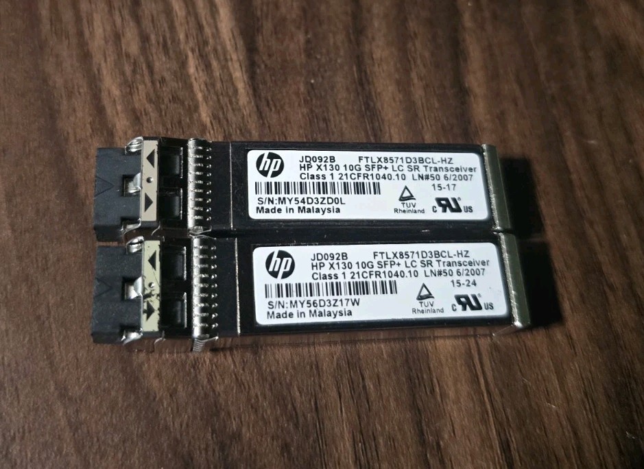 Lot of 2 HP X130 10GB SFP+ LC SR Transceiver Module FTLX8571D3BCL-HZ JD092B