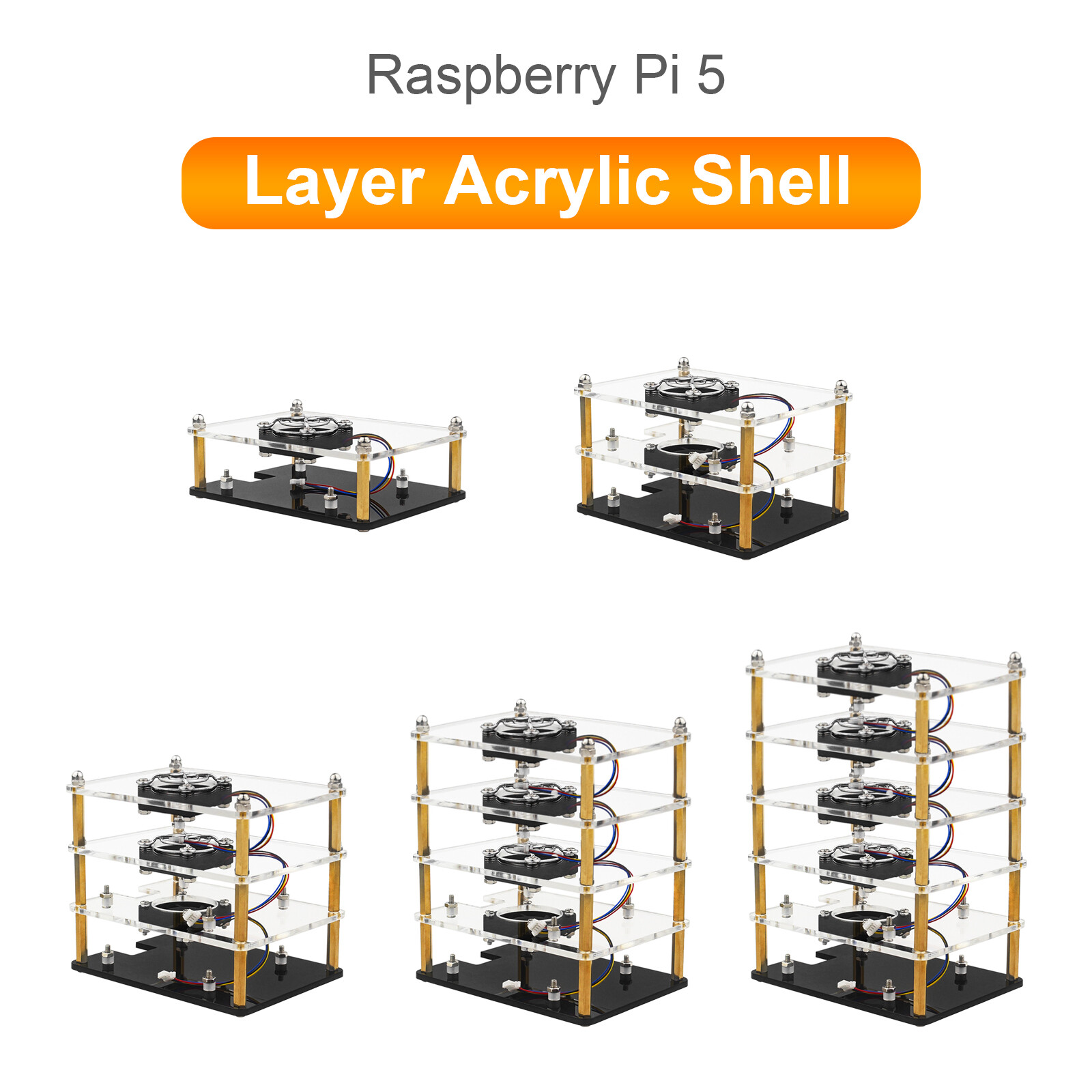 5th Generation Multi-Layer Acrylic Shell Transparent Protective Case Cooling Fan