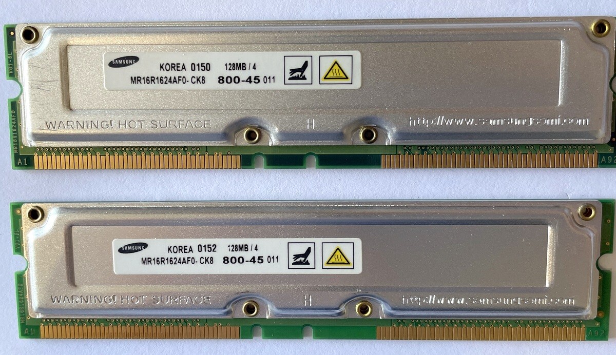 Samsung MR16R1624AFO-CK8 128 MB RDRAM RAMBUS 800-45  0218H👀
