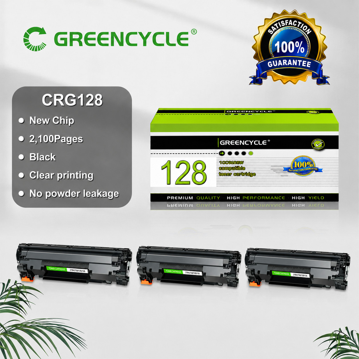 GREENCYCLE 3PK CRG128 C128 Toner For Canon ImageCLASS D530 D550 MF4770N MF4570dw