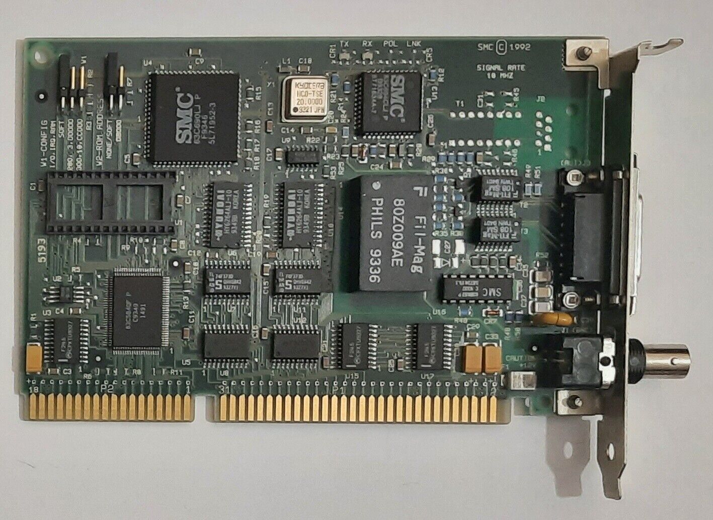 SMC EtherCard Elite 16 ISA Network Card (8013EPC, SMC 83C690, Coax, BNC, 1992)