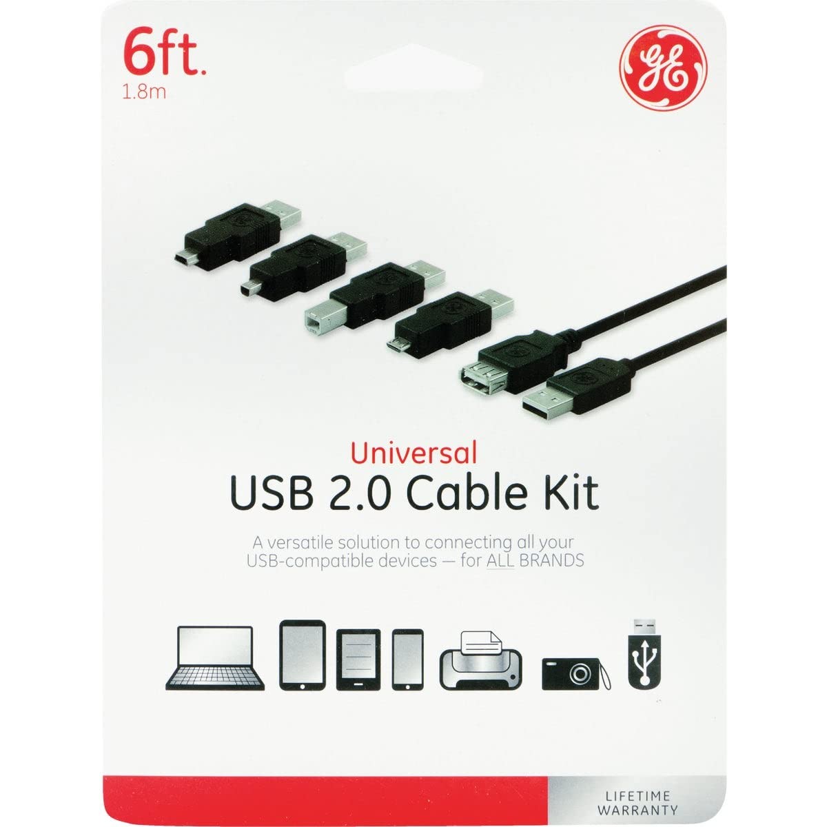 GE Universal USB 2.0 Adapter Kit for All Brands 6ft Cable 33758