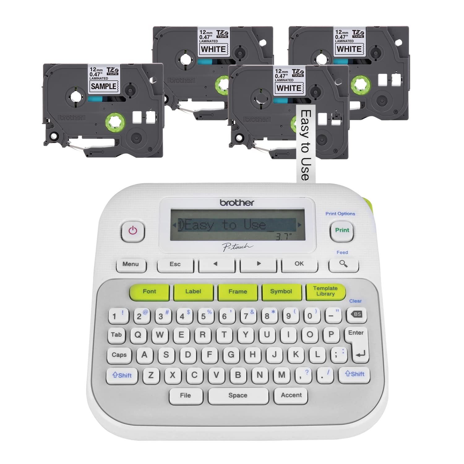 Label Maker Brother P Touch PTD210BP Easy-to Use Bundle White Small