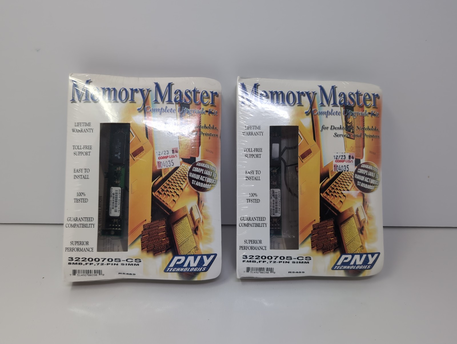 Lot Of 2 ​Vintage 8MB FP 72-Pin SIMM RAM Memory Module 3220070S-CS  PC Upgrade. 