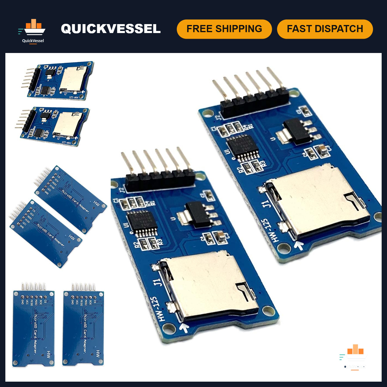 2pcs Micro SD Card Module Storage Board 6-pin TF Memory Adapter SPI for Arduino