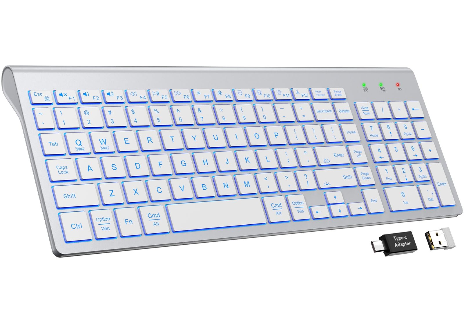 Wireless Keyboard 7Color Backlight Quiet Keys Rechargeable Windows Mac