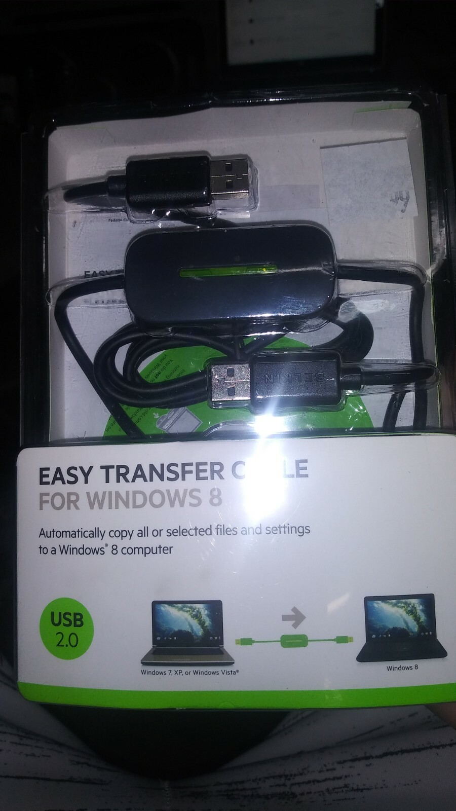 Belkin Easy Transfer Cable For Windows 8 USB 2.0 8 Ft NIP.   EA