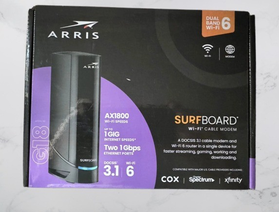 ARRIS G18 Cable Modem Router Combo, DOCSIS 3.1 WiFi 6, Approved for Xfinity Cox