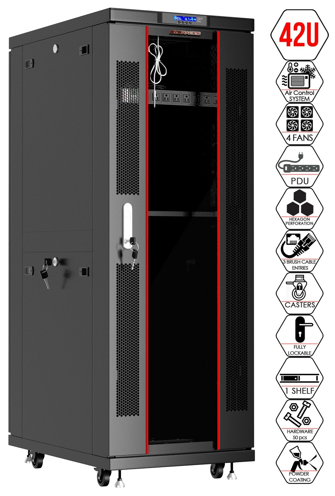 Server Rack 42U Network Cabinet 39" depth Data Server Cabinet - BONUS INCLUDED