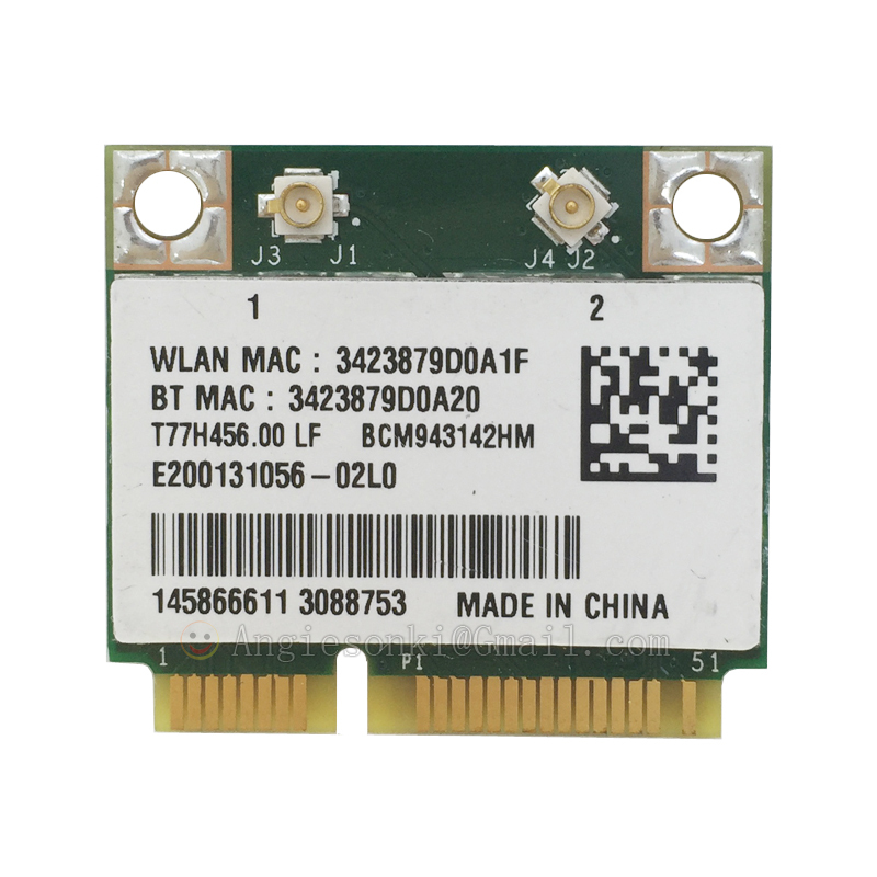 BROADCOM BCM943142HM WIRELESS CARD BRCM1063 T77H456.00 WIFI + BT COMBO WLAN CARD