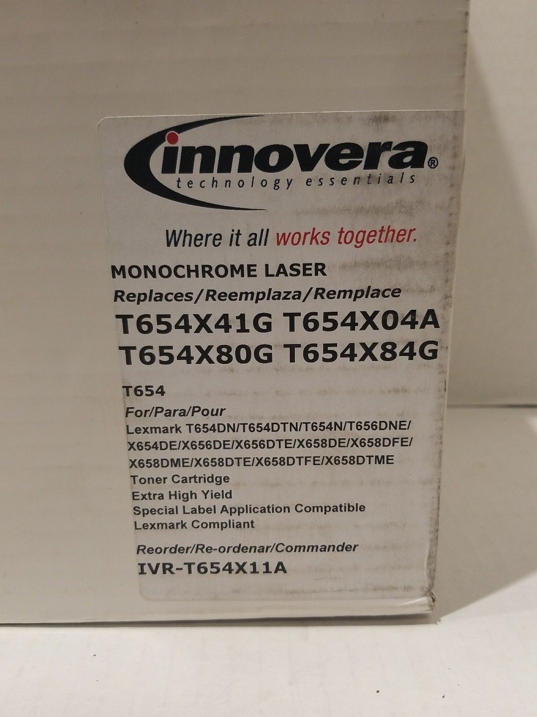 Innovera IVRT654X11A Black Compatible Remanufactured T654X21A (T654DN) Toner