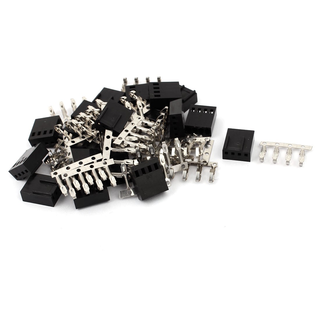 20 Sets 2.54mm Pitch 4 Pin Plastic Male PC Fan LED Power Connectors