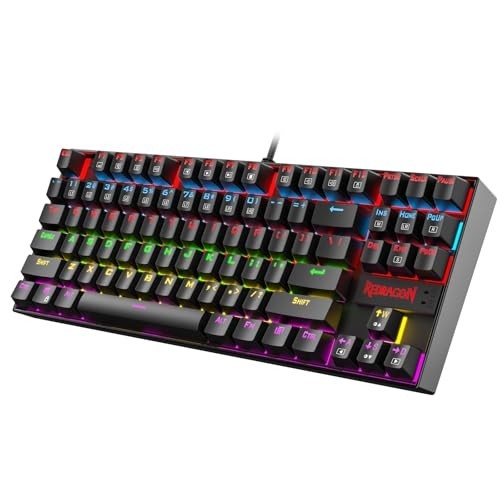 Mechanical Keyboard 87 Key TKL Gaming LED Red Switch USB Pc