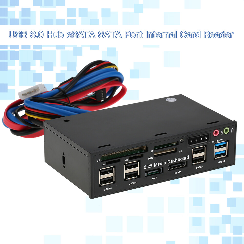 5.25 inch Multi-Function USB 3.0 Hub Front Panel Media Dashboard  eSATA O4J1