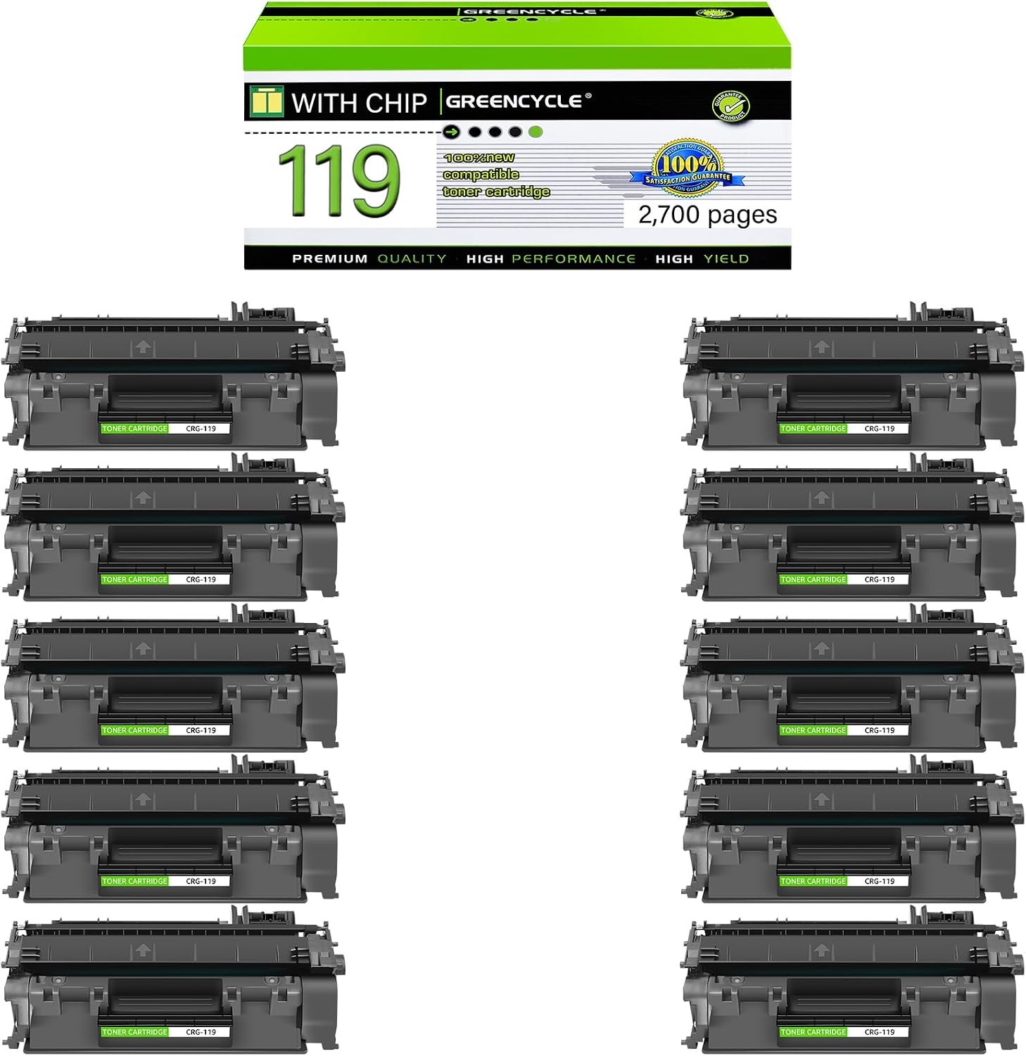 10PK C119 Toner Cartridge Compatible with Canon 119 ImageClass LBP251dw MF414dw