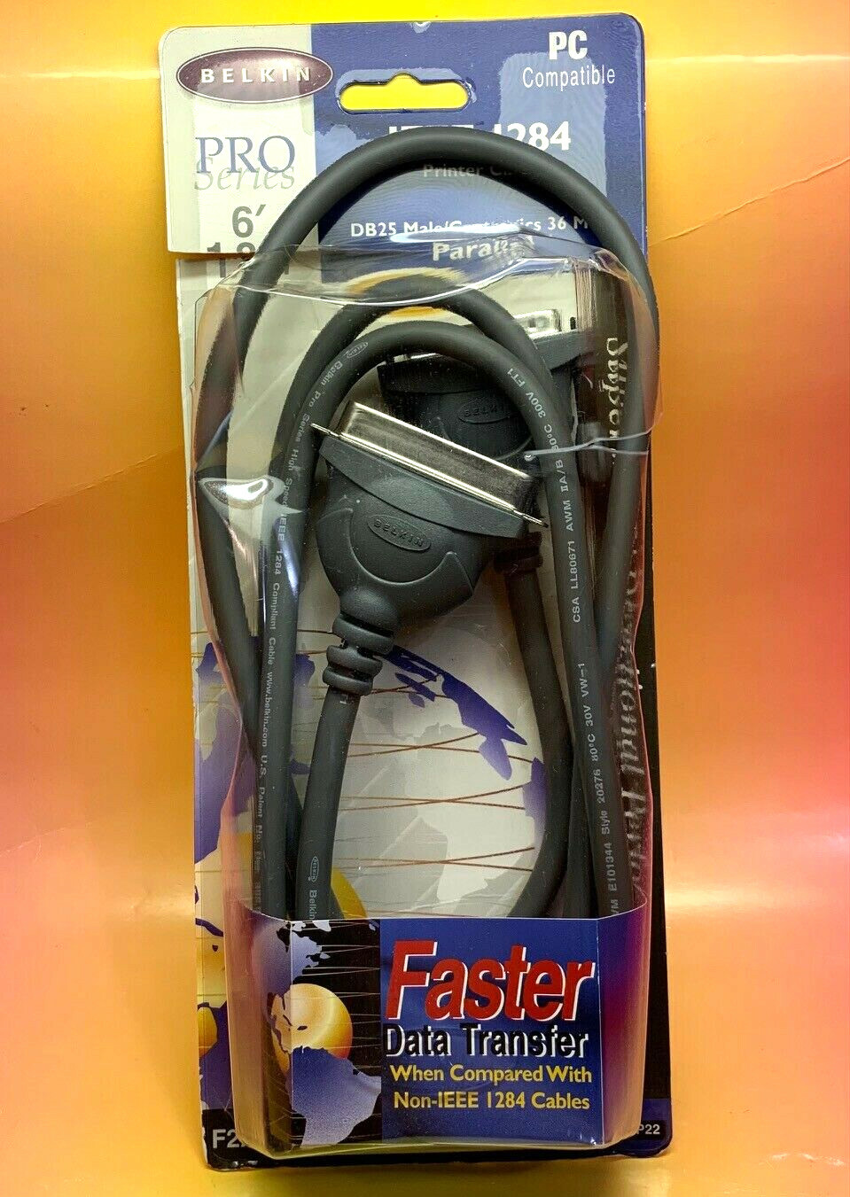 6' BELKIN IEEE-1284 PRINTER CABLE DB25 MALE/CONTRONICS 36 MALE Model# F2A046-06 