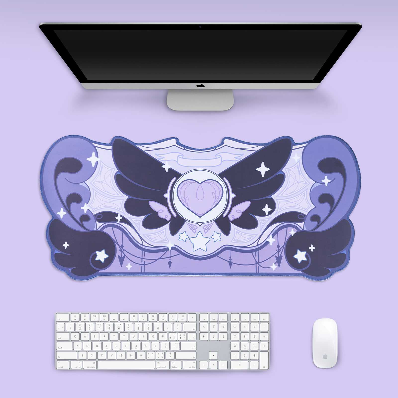GeekShare Extended Mouse Pad Non-Slip Rubber Wrist Rest Star Wing Dark Purple