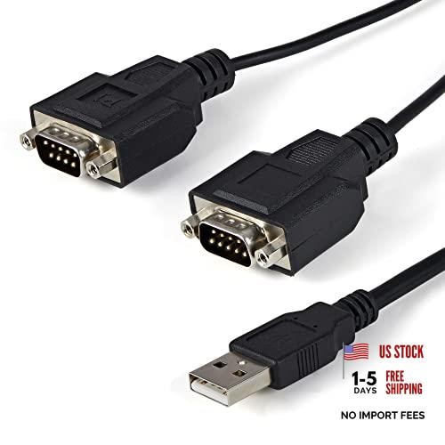 StarTech 2-Port FTDI USB to Serial RS232 Adapter, TAA 6ft Straight-Through