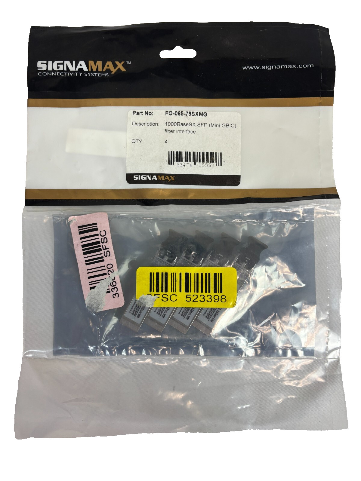 Signamax 065-79SXMG, 1000BaseSX SFP Mini-GBIC fiber interface (4 Pack) - New