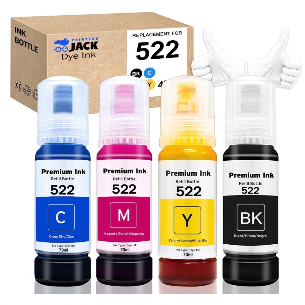 Printers Jack Compatiable Epson T522 Refill Ink Bottle Kit for Epson EcoTank ET-