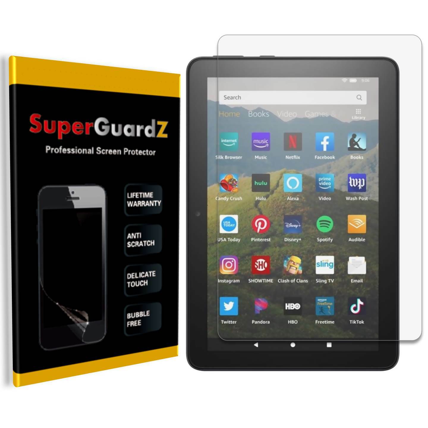 3X SuperGuardZ Clear Screen Protector Film For Amazon Fire HD 8 (10th Gen, 2020)