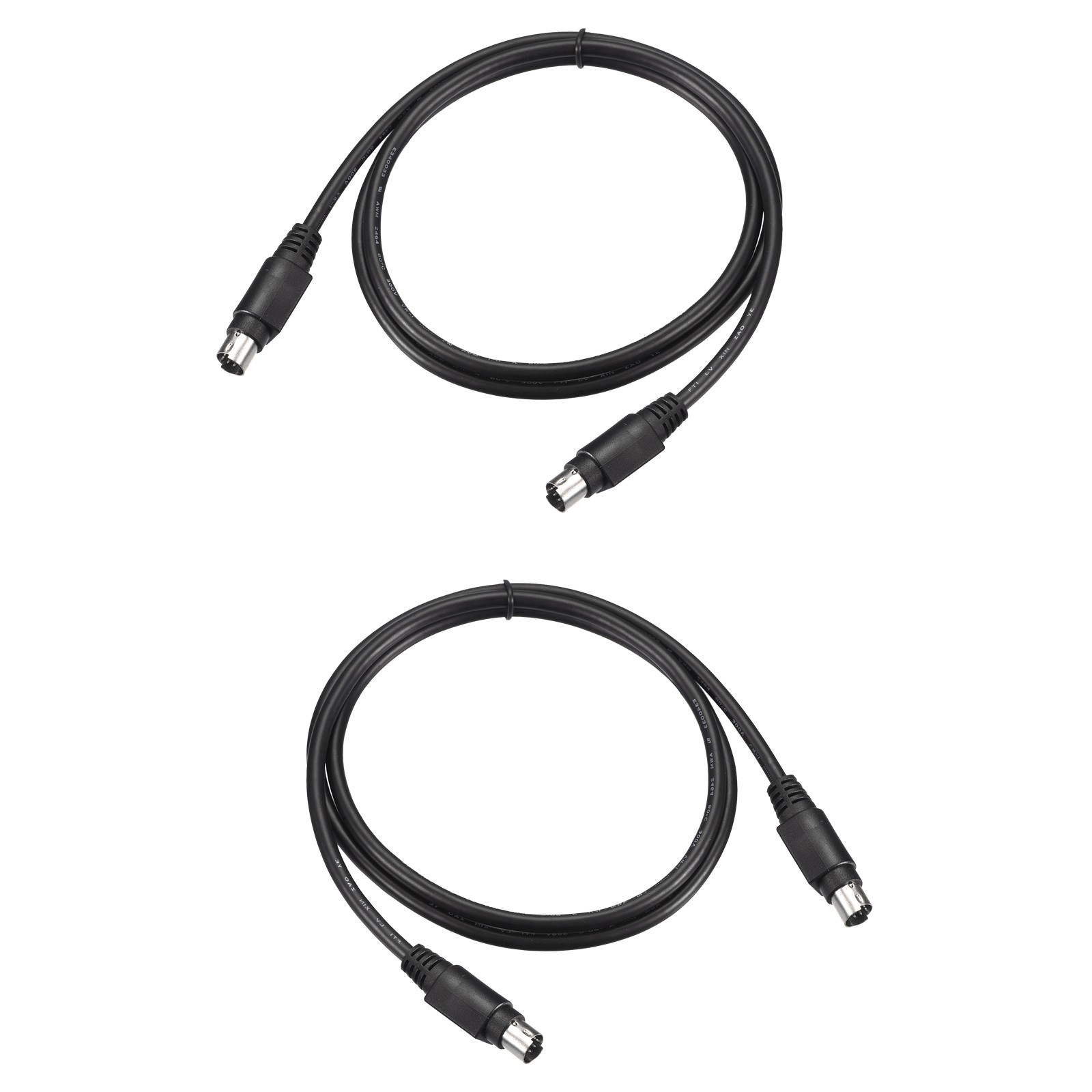 2Pcs 6P 3.28 Feet PS/2 Extension Cable Mouse Keyboard Male to Male Black